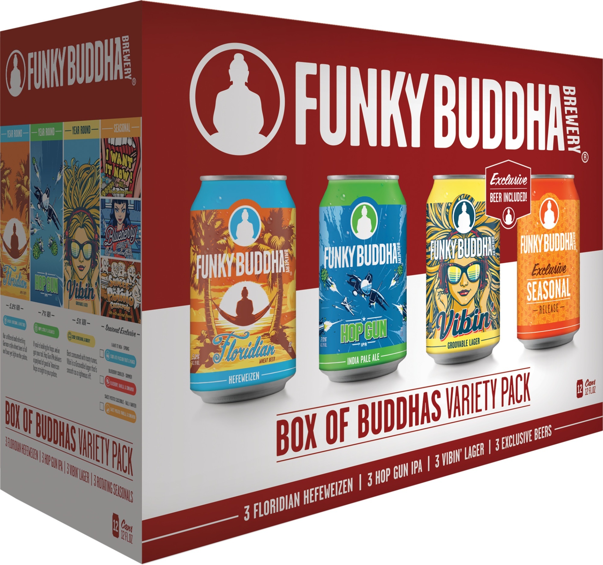 slide 1 of 1, Funky Buddha Box Of Buddhas Variety Pack Craft Beer Cans, 12 oz