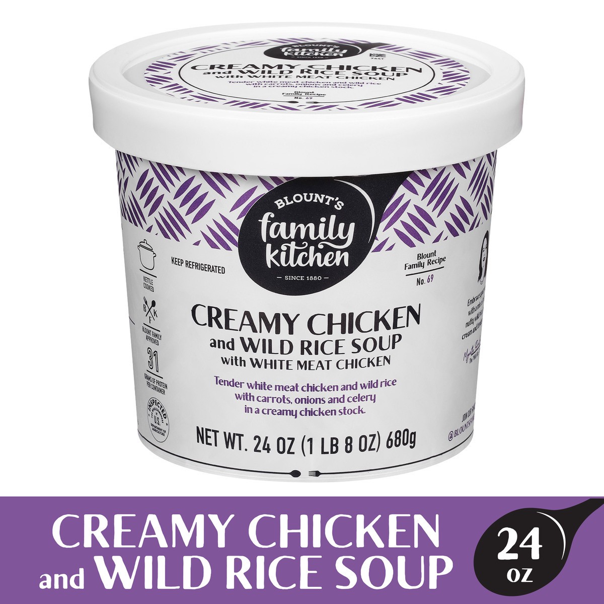 slide 2 of 13, Blount's Family Kitchen Creamy Chicken & Wild Rice Soup with White Meat Chicken, 24 oz, 24 oz