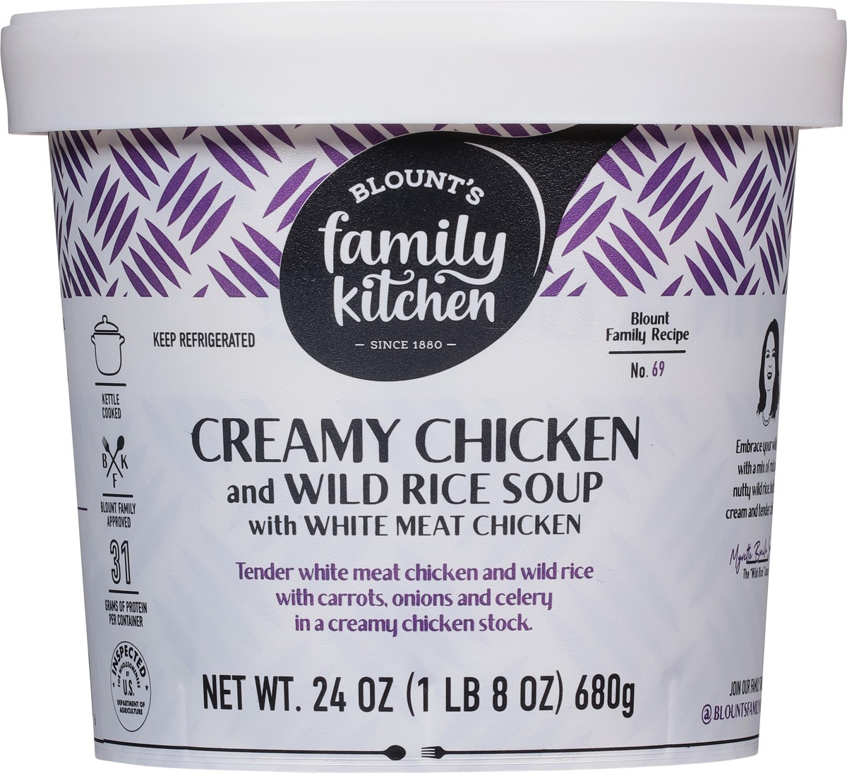 slide 6 of 13, Blount's Family Kitchen Creamy Chicken & Wild Rice Soup with White Meat Chicken, 24 oz, 24 oz