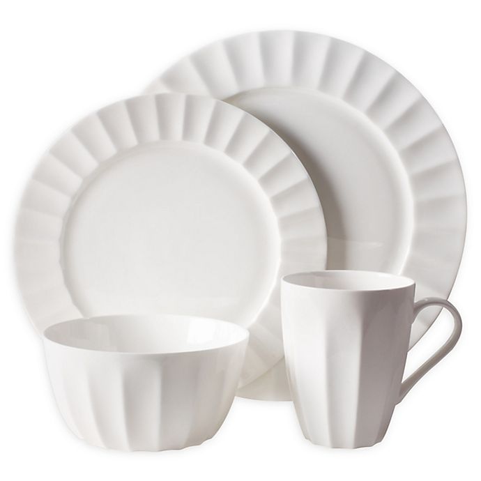 slide 1 of 1, Nevaeh White by Fitz and Floyd Fluted Place Setting, 4 ct