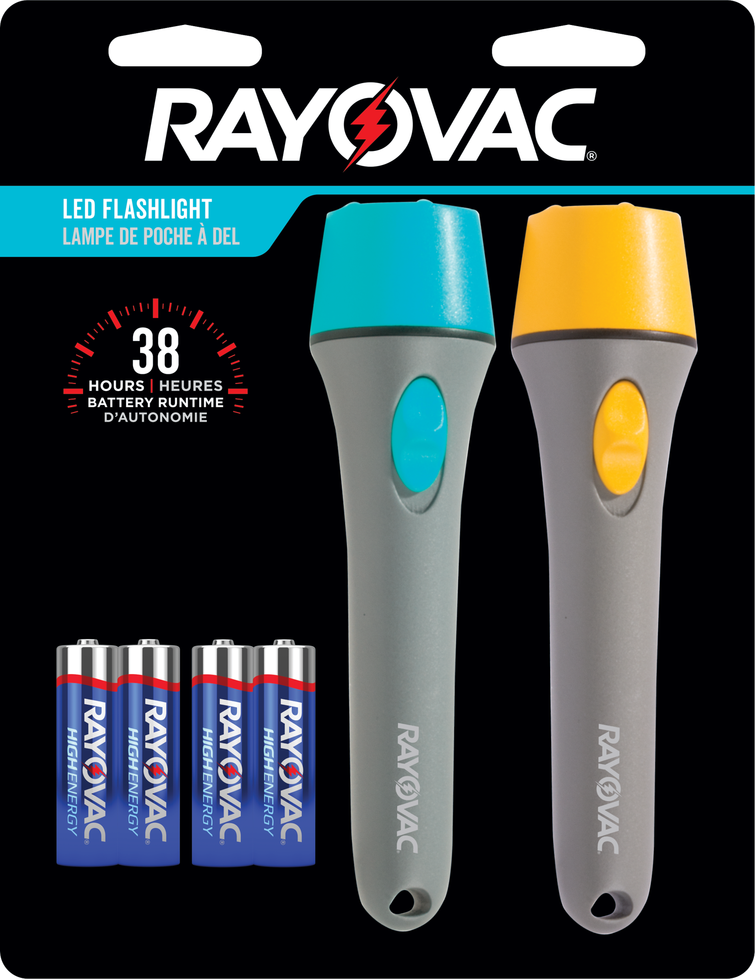 slide 1 of 1, Rayovac 2AA LED Slim Grip Flashlight 2-Pack, 2 ct