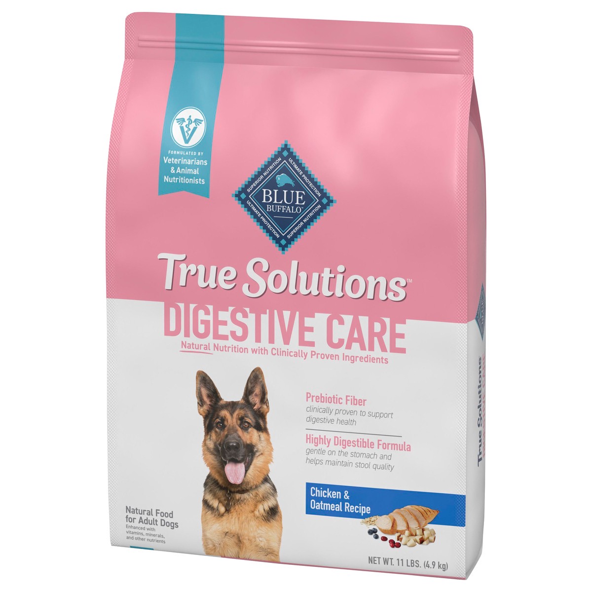 slide 3 of 4, Blue Buffalo True Solutions Digestive Care Natural Dry Dog Food for Adult Dogs, Chicken, 11-lb. Bag, 11 lb