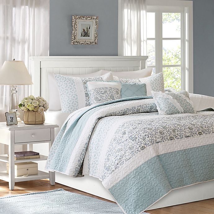 slide 1 of 7, Madison Park Dawn Full/Queen Coverlet Set - Blue, 1 ct