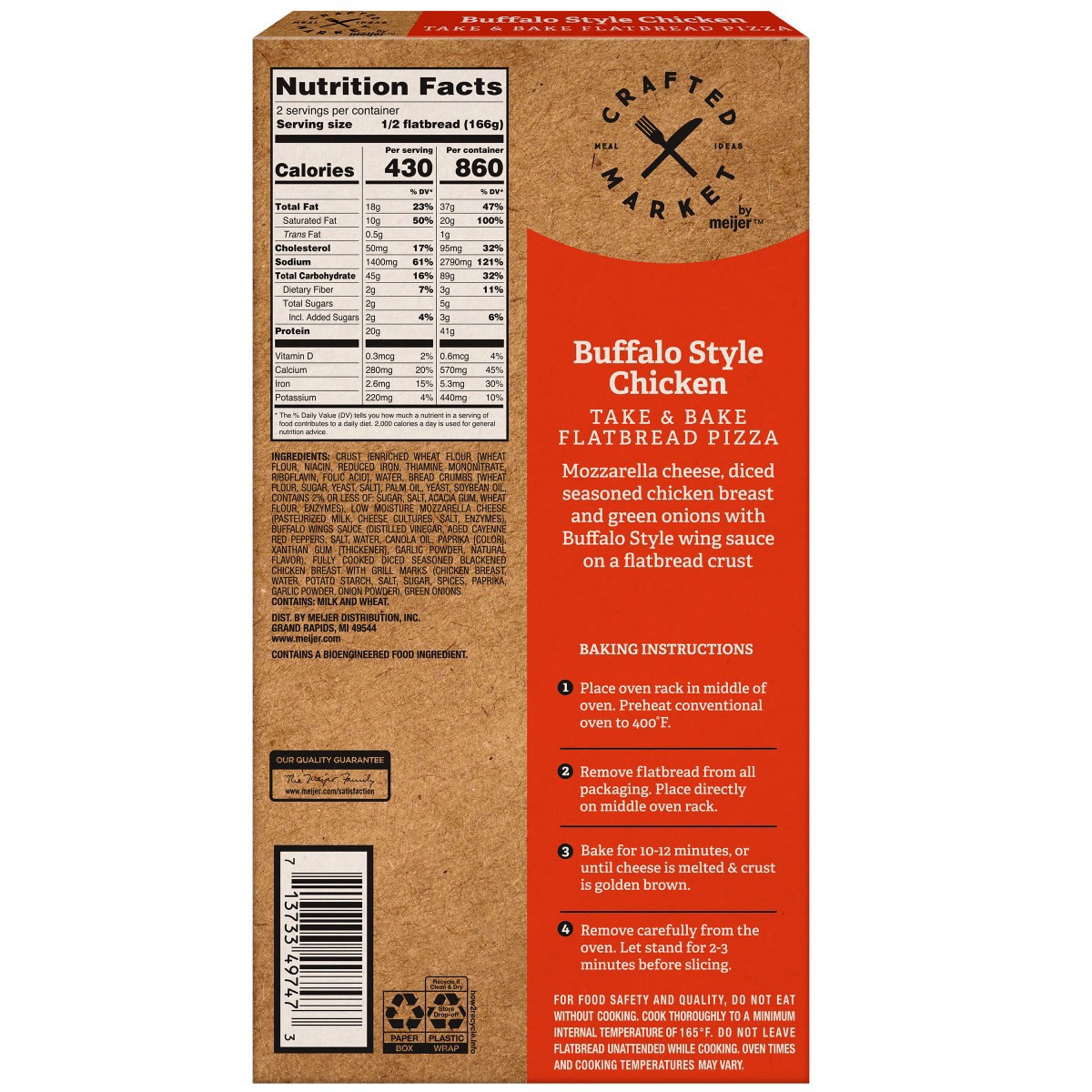 slide 4 of 5, Crafted Market by Meijer Buffalo Style Chicken Flatbread Pizza, 12.2 oz., 12.2 oz