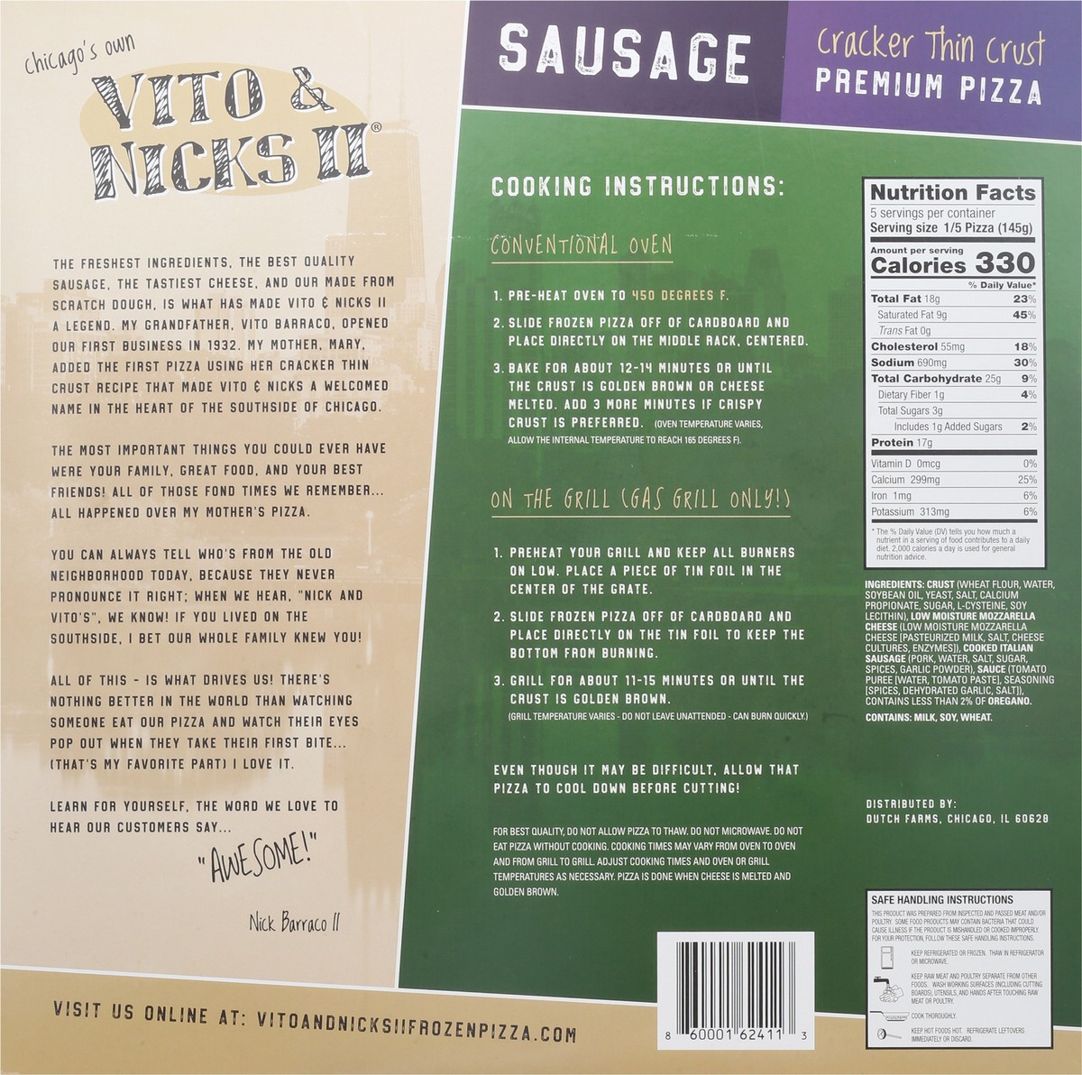 slide 6 of 13, Vito & Nicks II Premium Cracker Thin Crust Sausage Pizza 24.85 oz, 28.01 oz