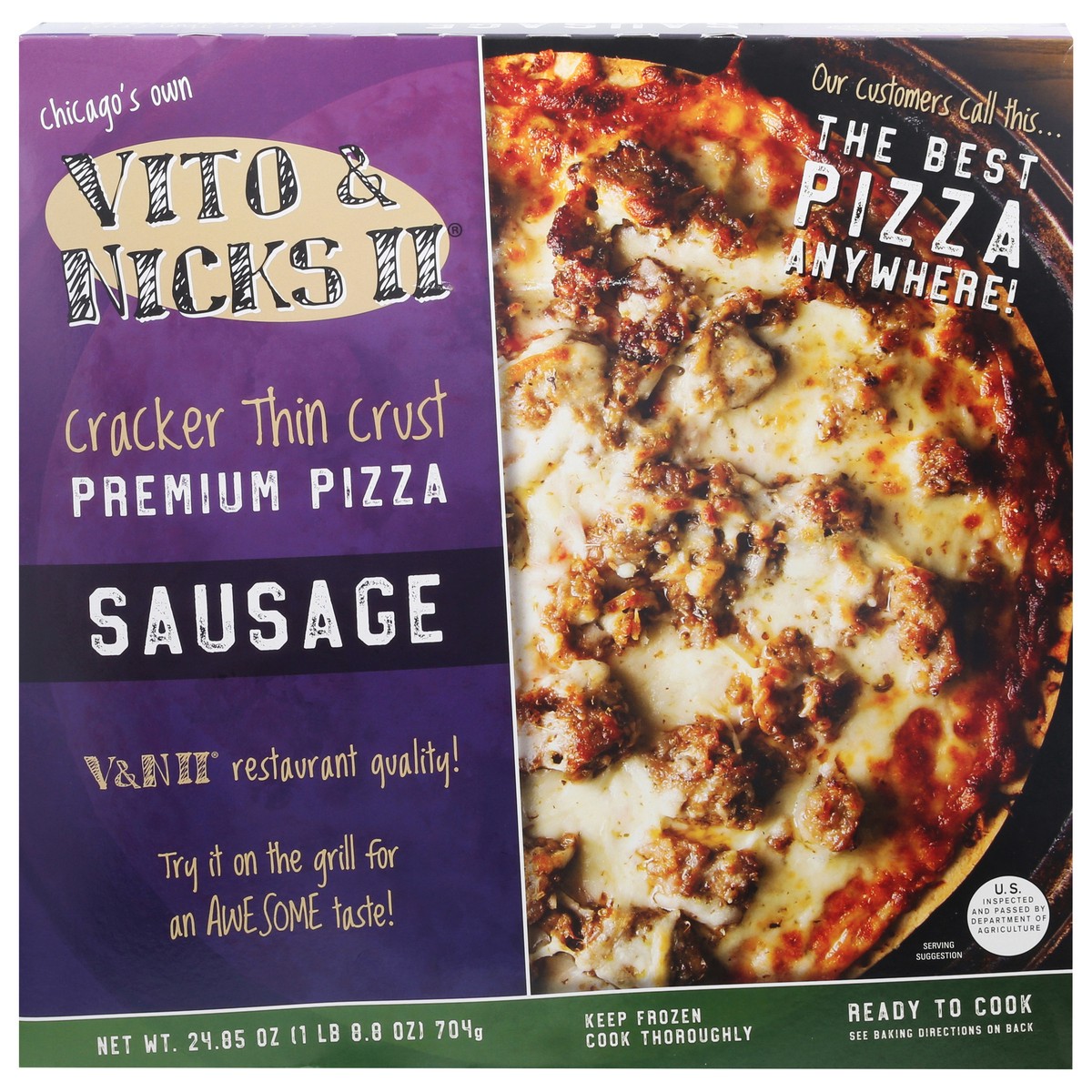 slide 9 of 13, Vito & Nicks II Premium Cracker Thin Crust Sausage Pizza 24.85 oz, 28.01 oz