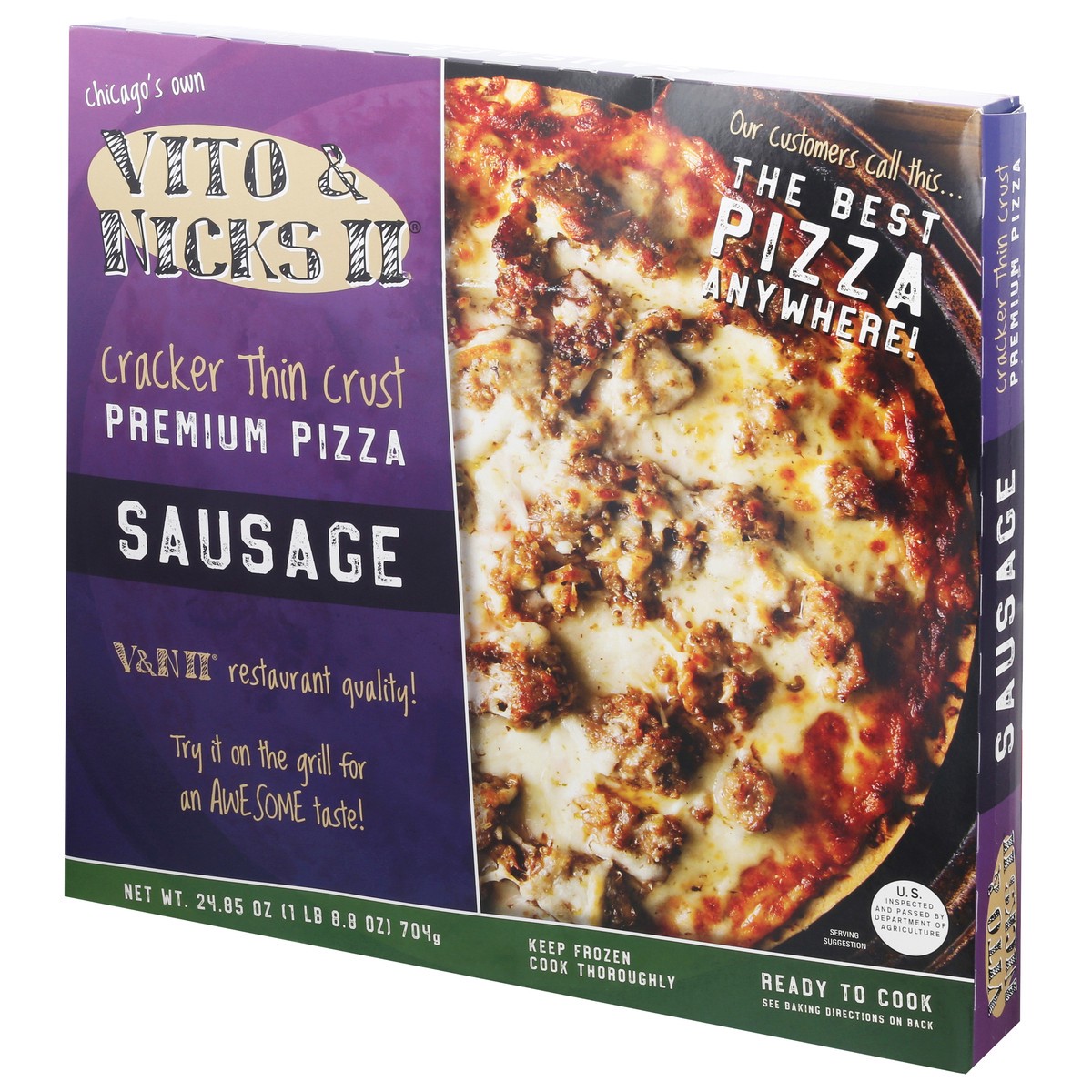 slide 11 of 13, Vito & Nicks II Premium Cracker Thin Crust Sausage Pizza 24.85 oz, 28.01 oz