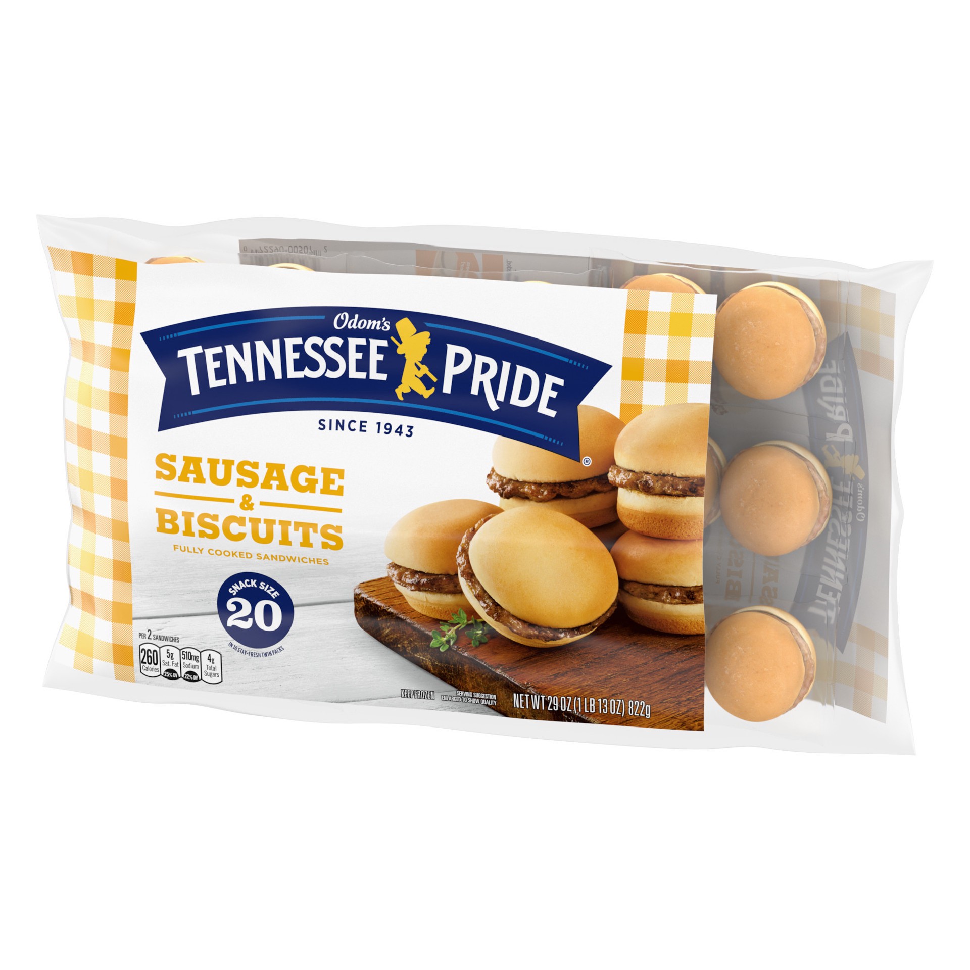 slide 4 of 5, Odom's Tennessee Pride Sausage & Biscuits Sandwich Snack size 20 ea, 20 ct