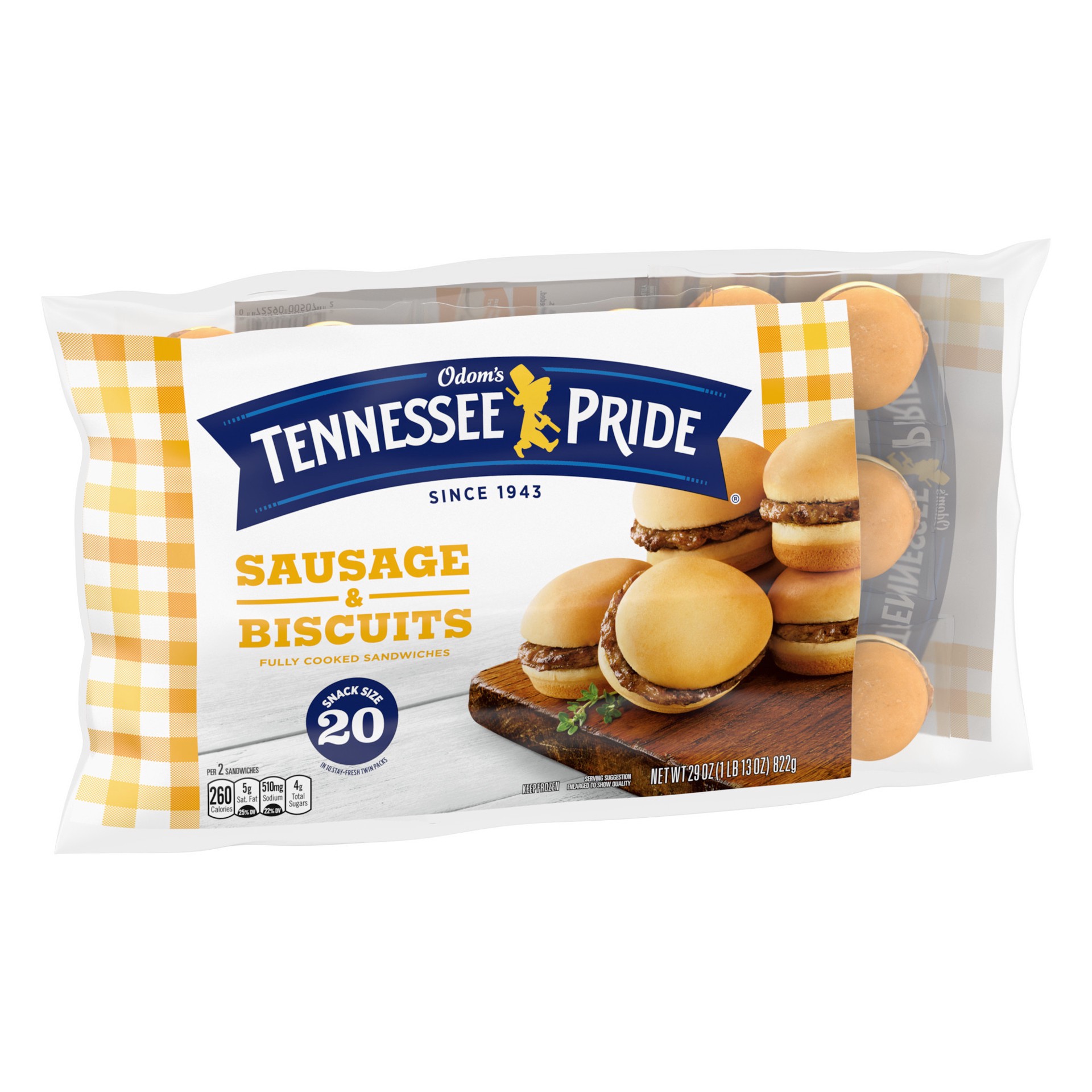 slide 2 of 5, Odom's Tennessee Pride Sausage & Biscuits Sandwich Snack size 20 ea, 20 ct