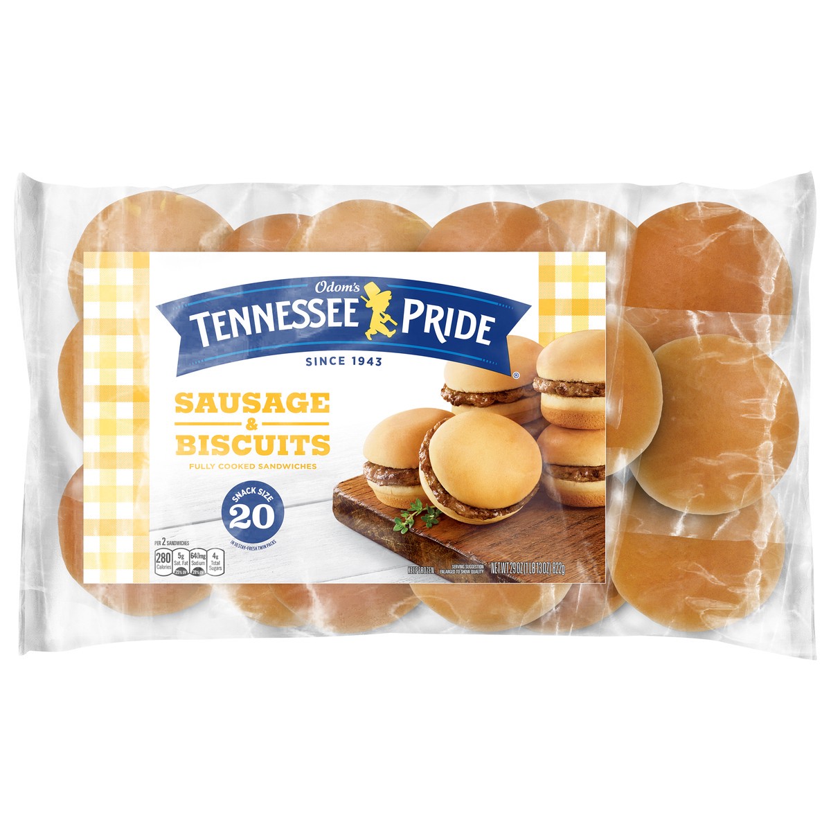 slide 1 of 5, Odom's Tennessee Pride Sausage & Biscuits Sandwich Snack size 20 ea, 20 ct