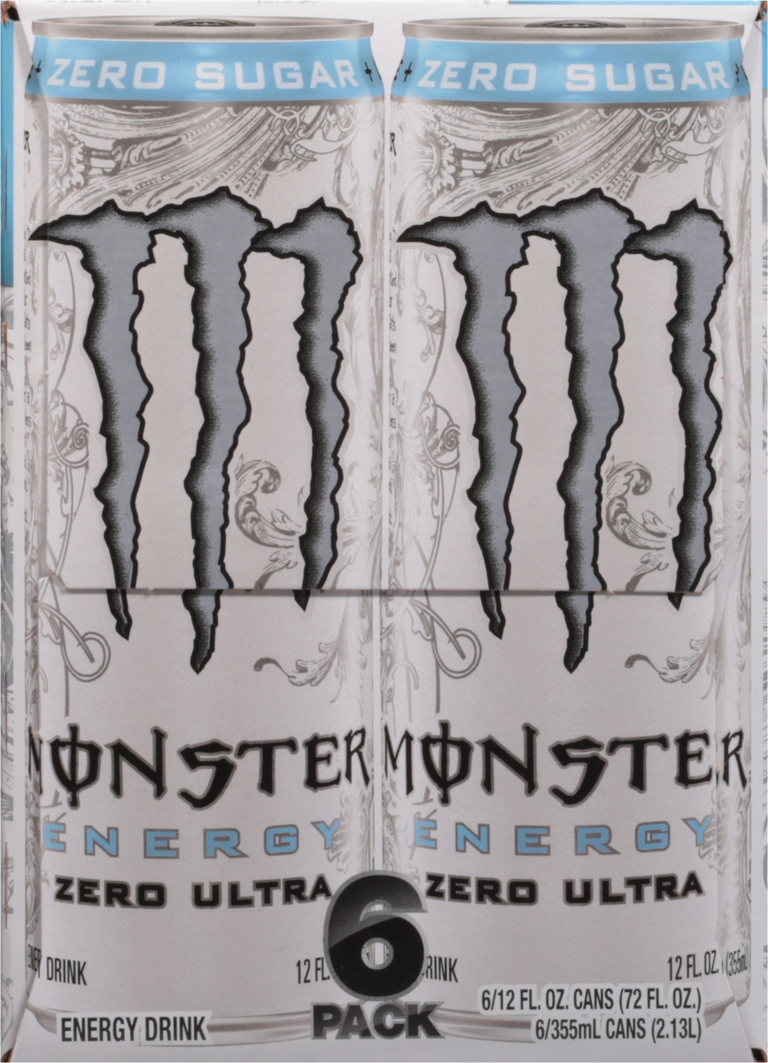 slide 7 of 11, Monster Energy Zero Ultra Zero Sugar Energy Drink, 6 ct; 12 fl oz