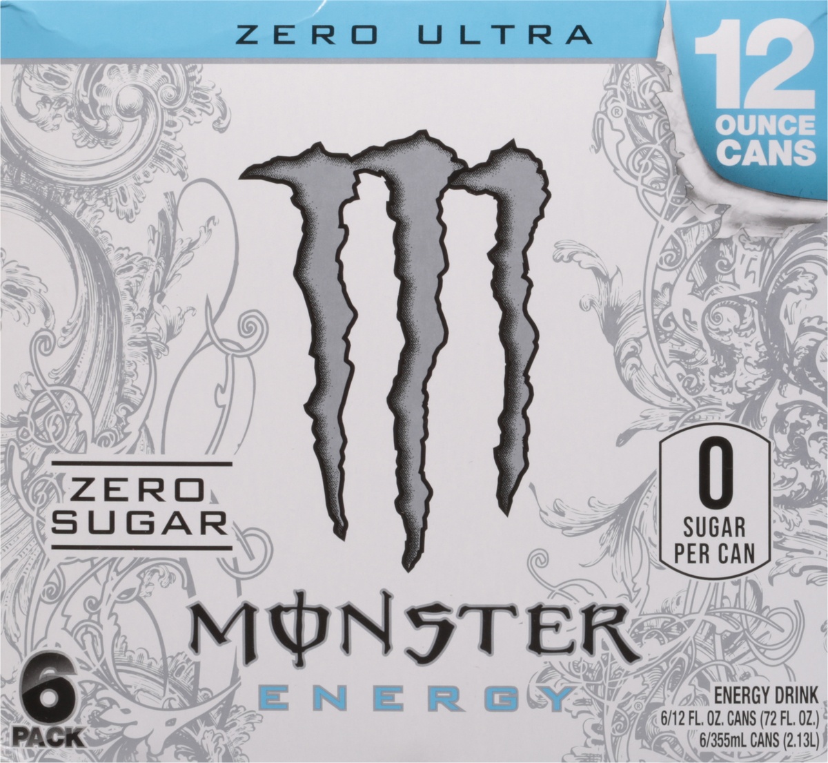 slide 10 of 11, Monster Energy Zero Ultra Zero Sugar Energy Drink, 6 ct; 12 fl oz