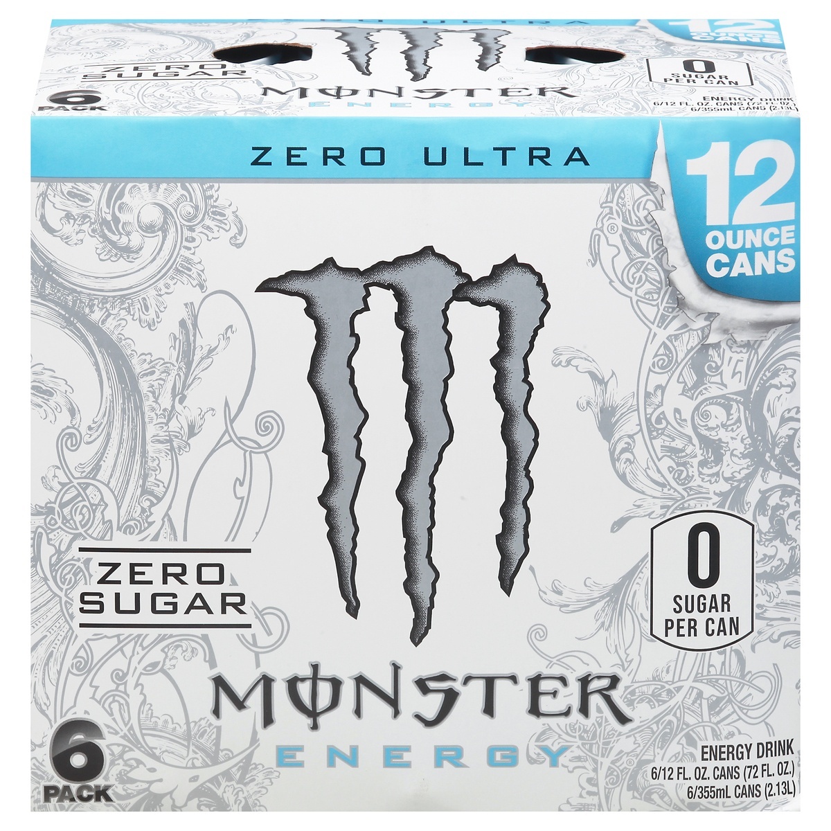slide 1 of 11, Monster Energy Zero Ultra Zero Sugar Energy Drink, 6 ct; 12 fl oz