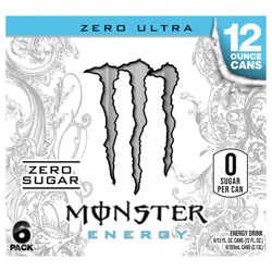 Monster Energy Zero Sugar Zero Ultra Energy Drink - 6 ct; 12 fl oz