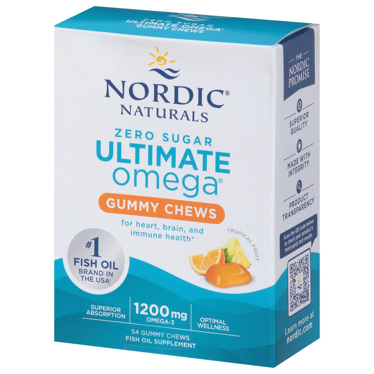 slide 8 of 9, Nordic Naturals Zero Sugar Ultimate Omega Omega-3 Tropical Fruit Gummy Chews, 1 ct