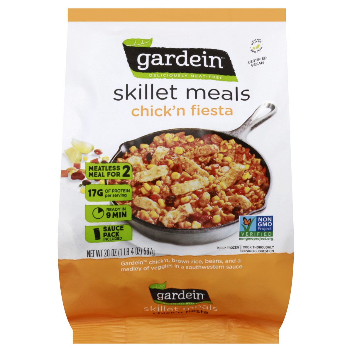 slide 6 of 6, Gardein Skillet Meal Plant-Based Chick'n Fiesta, Vegan, Frozen, 20 oz., 20 oz