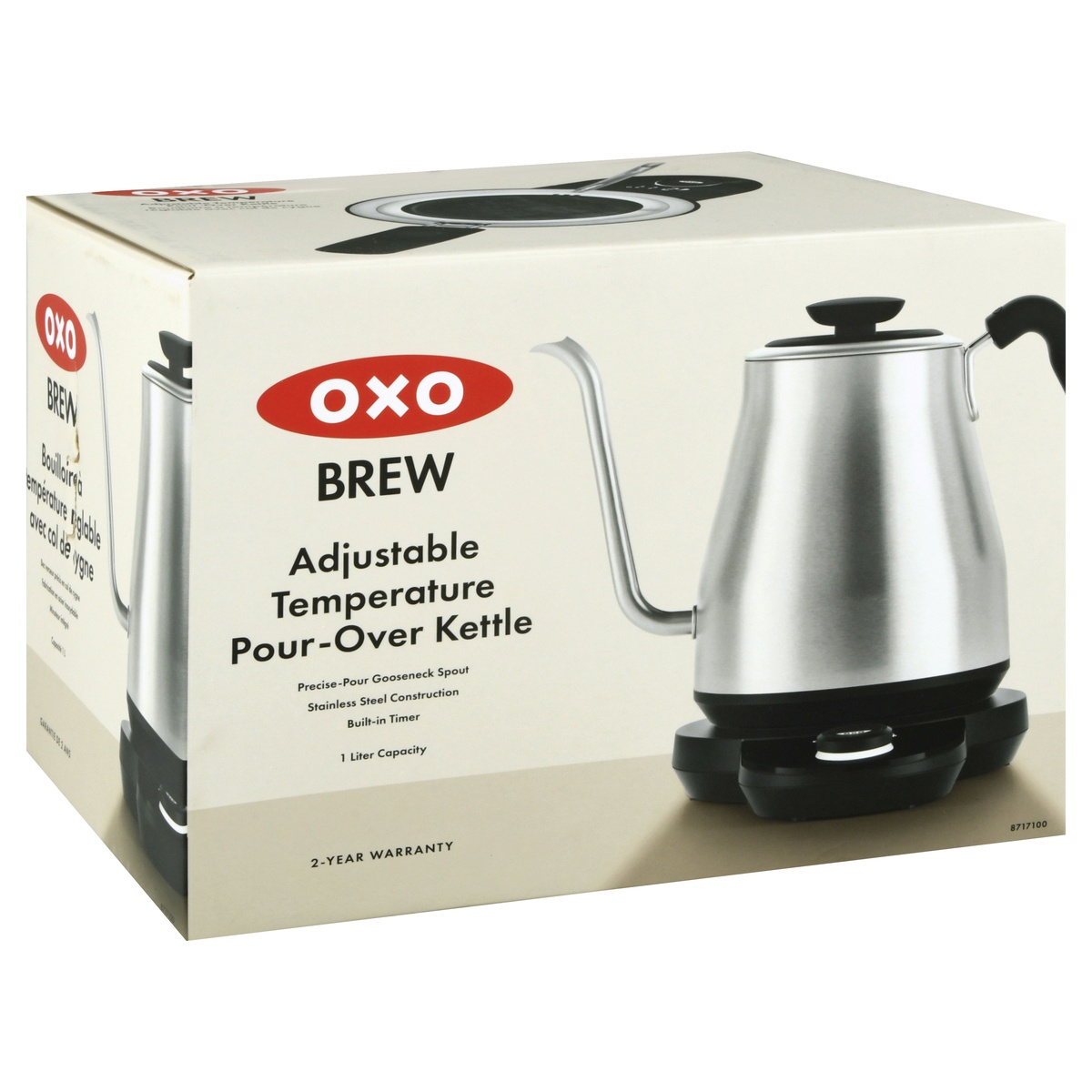 slide 2 of 8, OXO Brew Adjustable Temperature Electric Gooseneck Stainless Steel Kettle, 1 ct