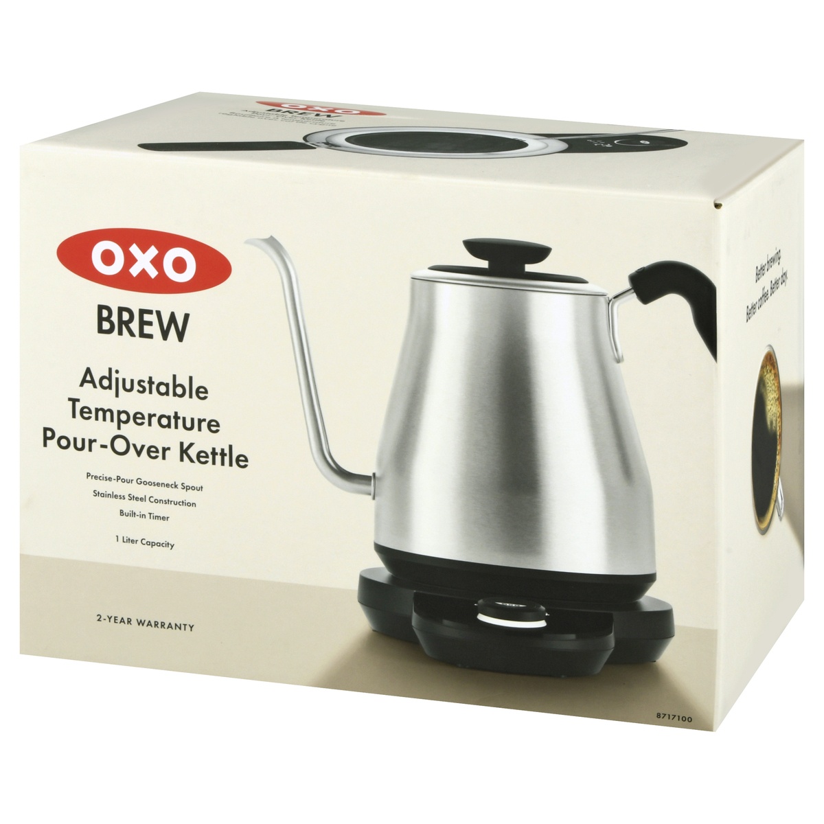 slide 3 of 8, OXO Brew Adjustable Temperature Electric Gooseneck Stainless Steel Kettle, 1 ct