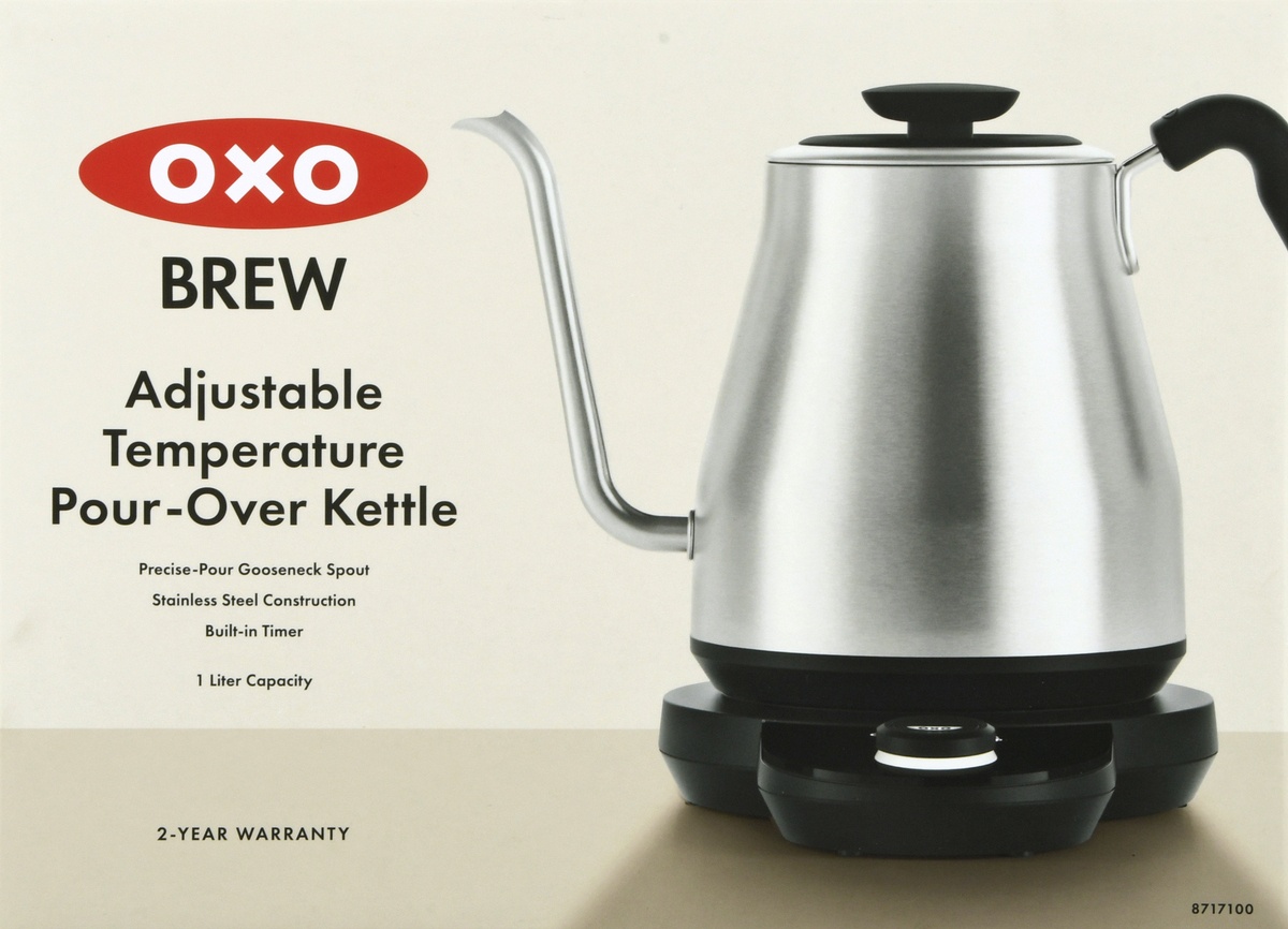 slide 7 of 8, OXO Brew Adjustable Temperature Electric Gooseneck Stainless Steel Kettle, 1 ct