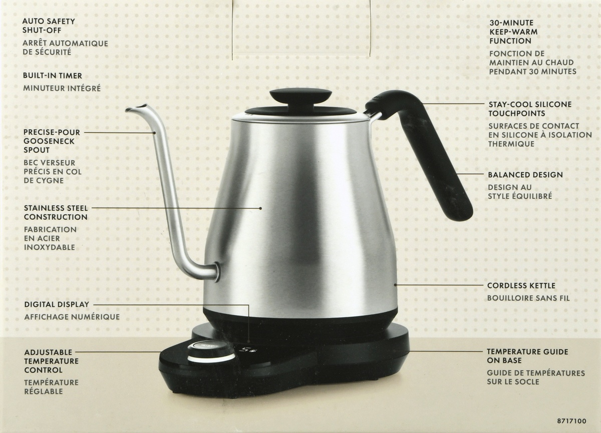 slide 8 of 8, OXO Brew Adjustable Temperature Electric Gooseneck Stainless Steel Kettle, 1 ct