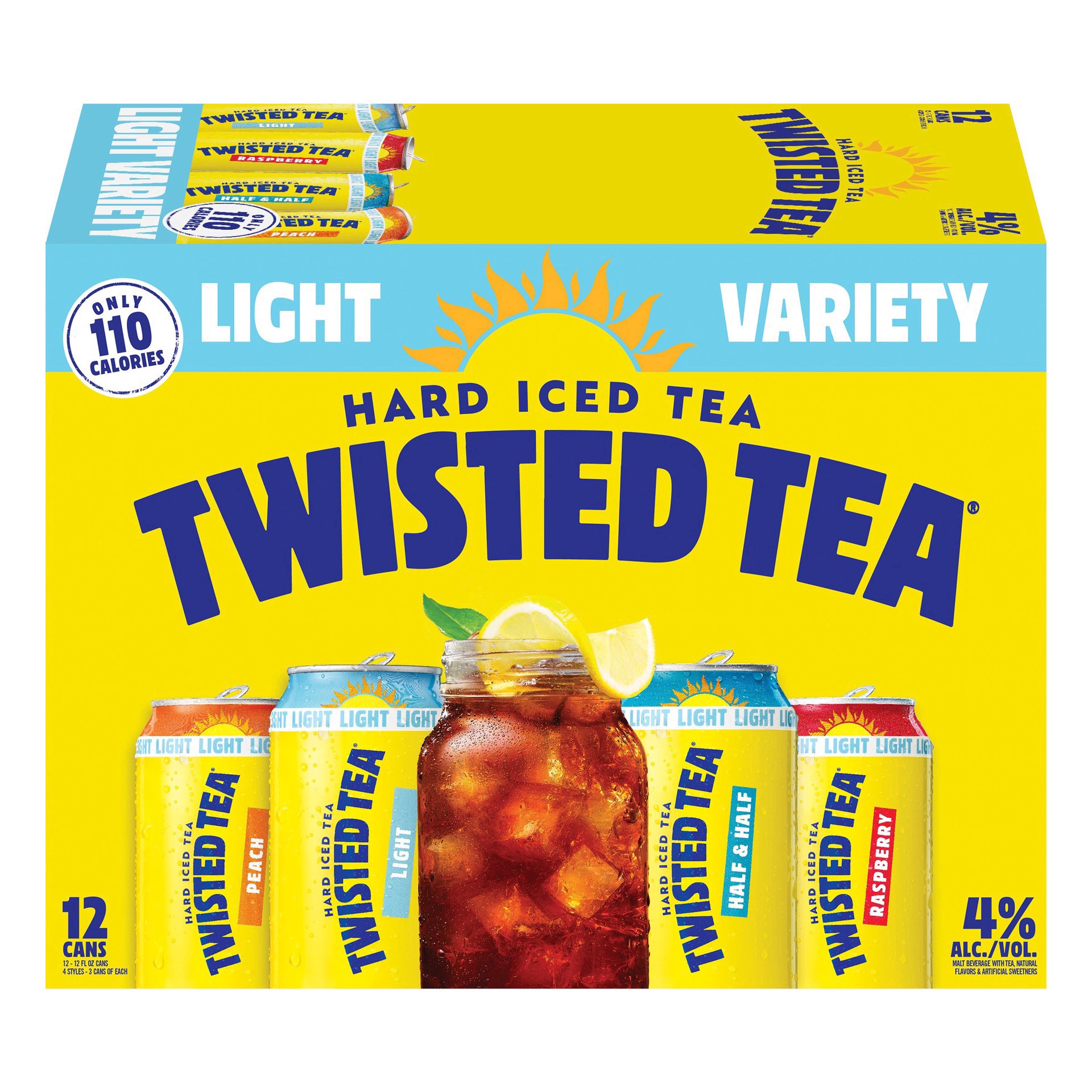 slide 4 of 11, Twisted Tea Light Variety Pack, Hard Iced Tea (12 fl. oz. Can, 12pk.), 12 ct; 12 oz