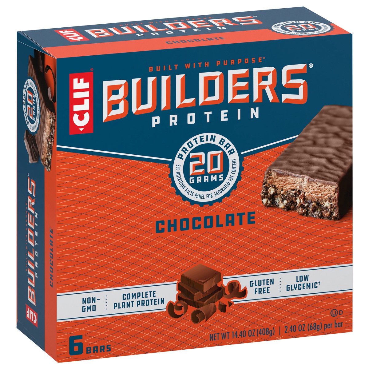 slide 2 of 9, CLIF Builders - Chocolate Flavor - Protein Bars - Gluten-Free - Non-GMO - Low Glycemic - 20g Protein - 2.4 oz. (6 Pack), 6 ct
