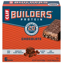 CLIF Builders CLIF BUILDERS Protein Bars - Chocolate Flavor - 20g Plant Based Protein - Gluten Free - Non-GMO - Low Glycemic - No Artificial Sweeteners - 2.4 oz. (6 Pack)