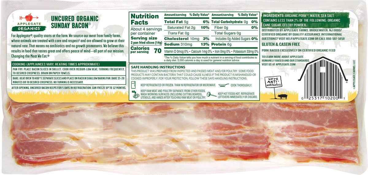 slide 7 of 7, Applegate Sunday Bacon, 8 oz