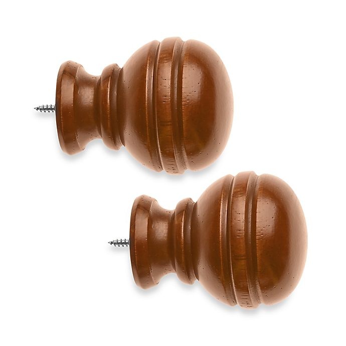 slide 1 of 1, Cambria Classic Wood Orbit Finial - Medium Brown, 2 ct