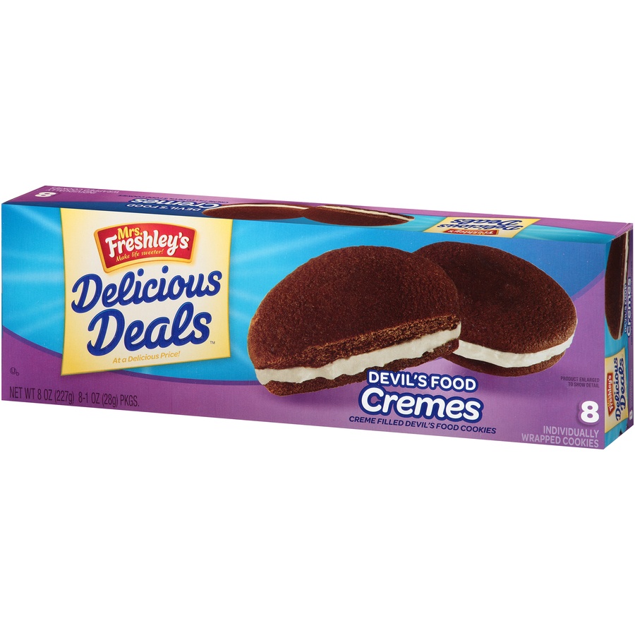 slide 3 of 8, Mrs. Freshley's Delicious Deals Devil's Food Cremes Cookies, 8 ct; 1 oz