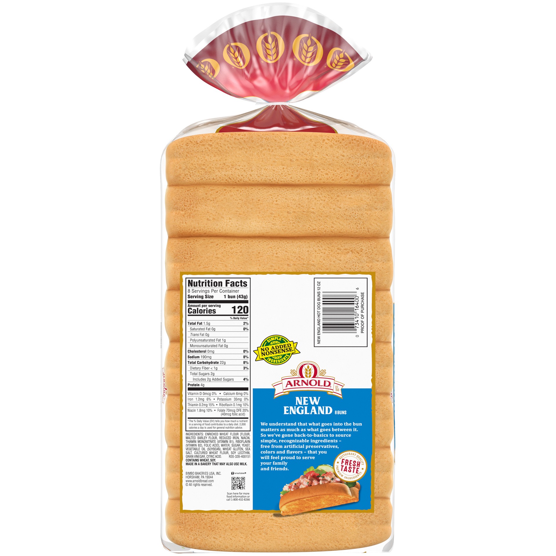 slide 5 of 5, Arnold New England Hot Dog Buns 8 Ct 12 Oz, 12 oz