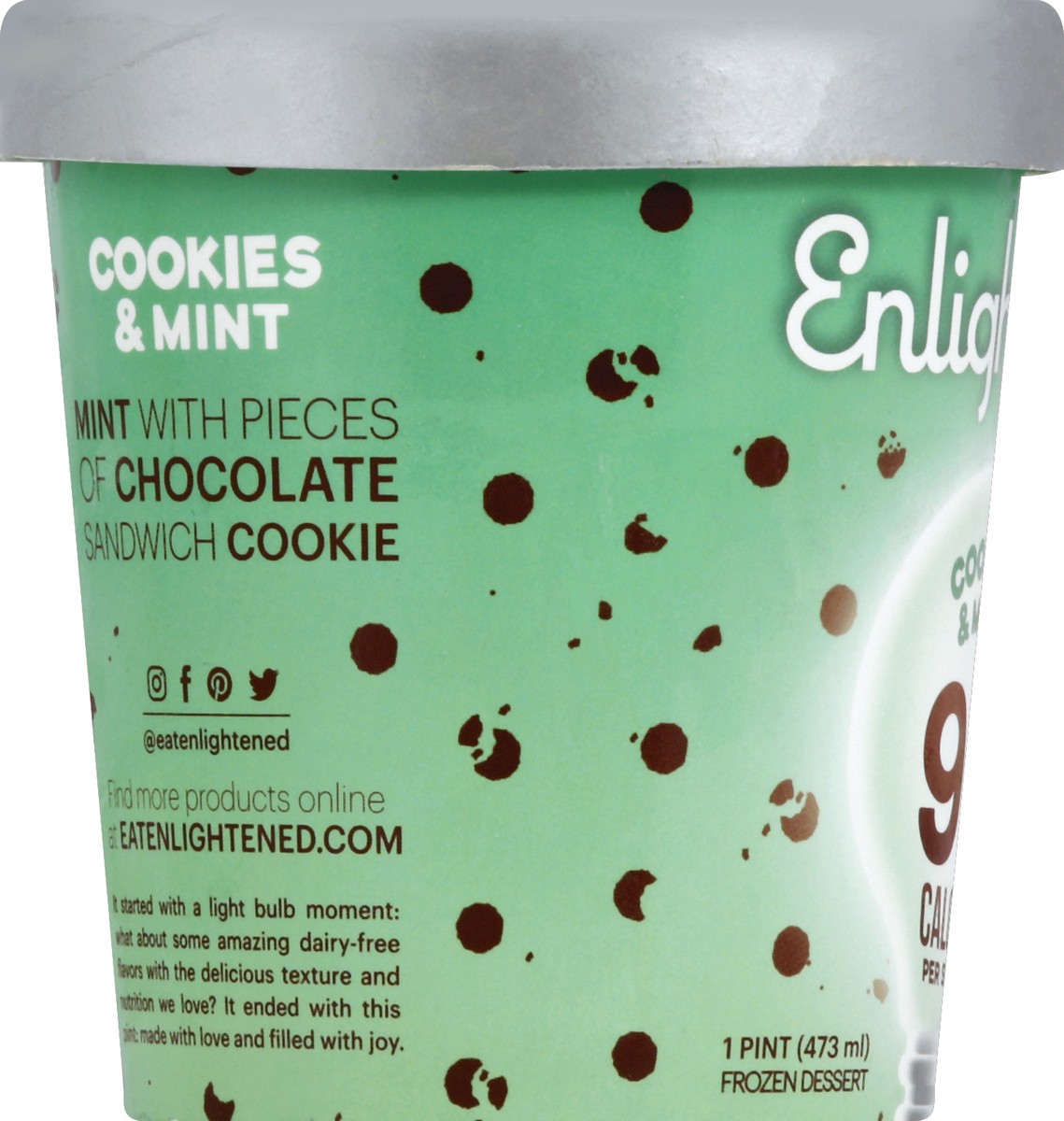 slide 2 of 6, Enlightened Dairy-Free Cookies & Mint Frozen Dessert 1 pt Cup\Tub, 1 pint