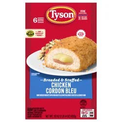 Tyson Frozen Stuffed Chicken Breasts Cordon Bleu, 6 ct