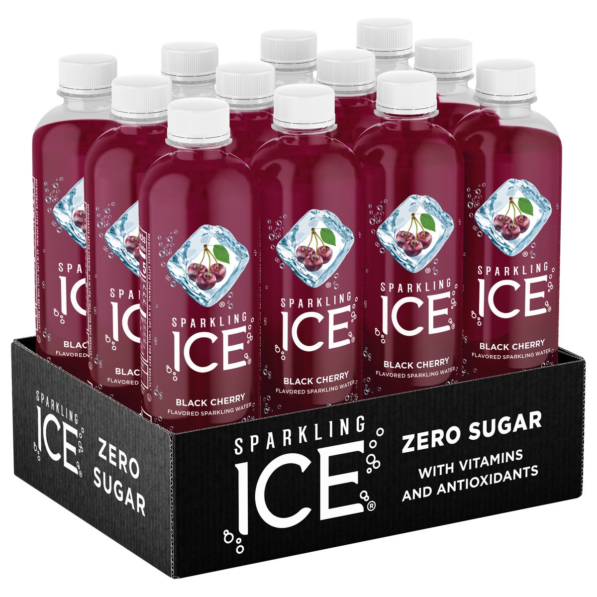 slide 5 of 9, Sparkling ICE Zero Sugar Black Cherry Sparkling Water 12 - 17 fl oz Bottles, 12 ct