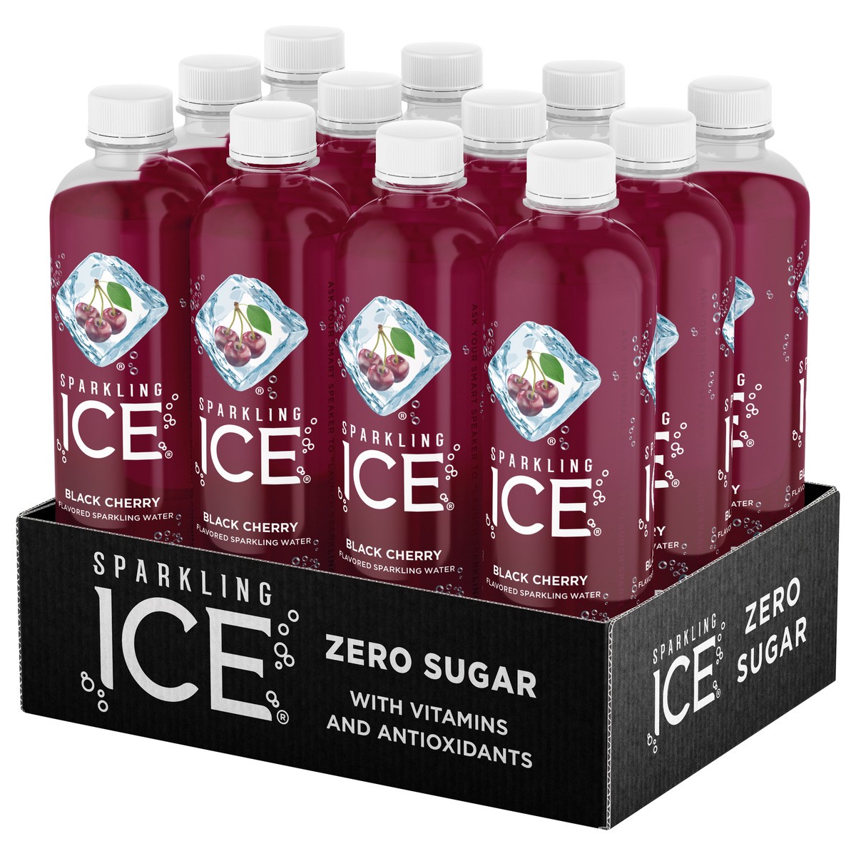 slide 6 of 9, Sparkling ICE Zero Sugar Black Cherry Sparkling Water 12 - 17 fl oz Bottles, 12 ct
