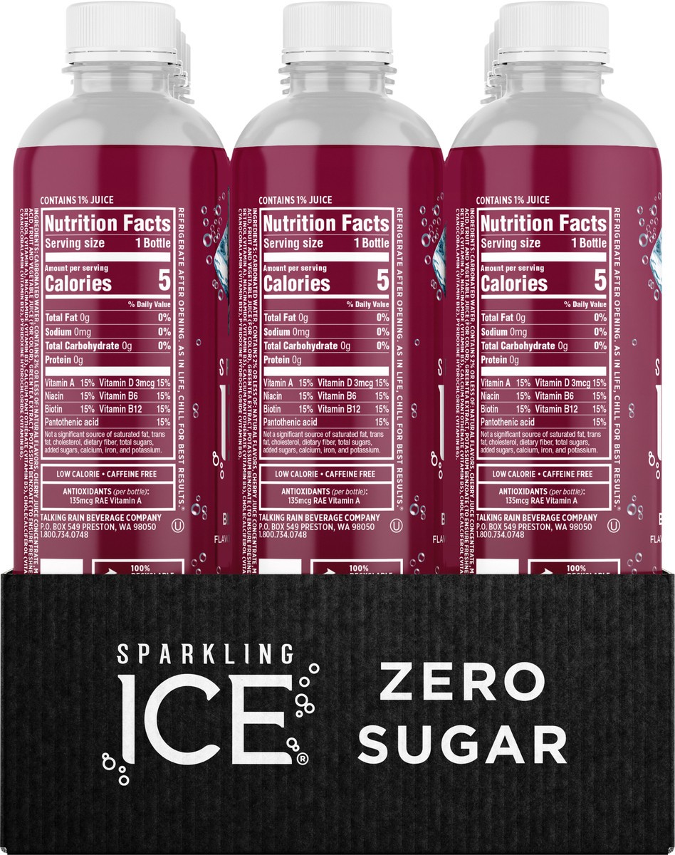 slide 4 of 9, Sparkling ICE Zero Sugar Black Cherry Sparkling Water 12 - 17 fl oz Bottles, 12 ct