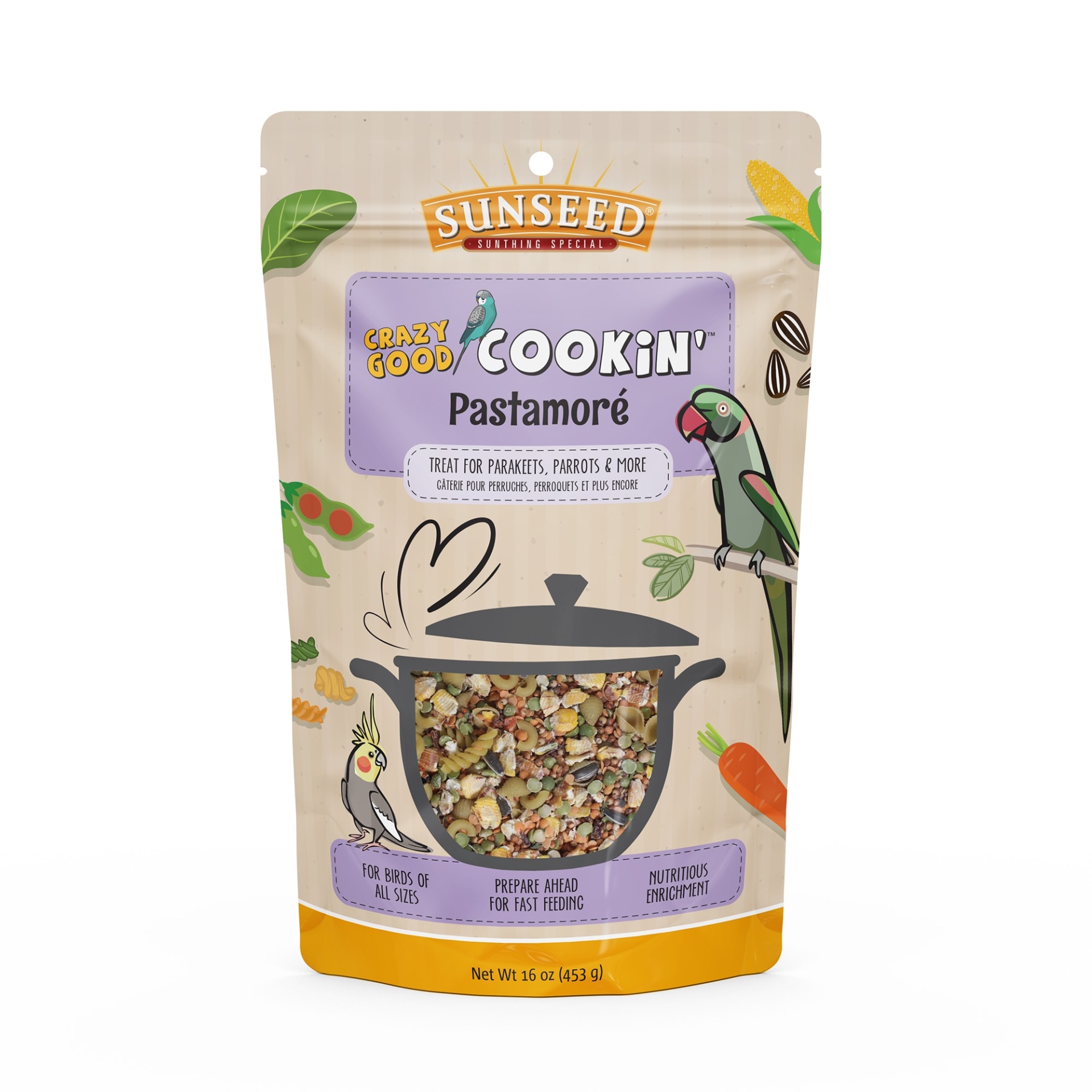 slide 1 of 1, Sun Seed Crazy Good Cookin' Pastamore Treat for Birds, 16 oz., 1 ct