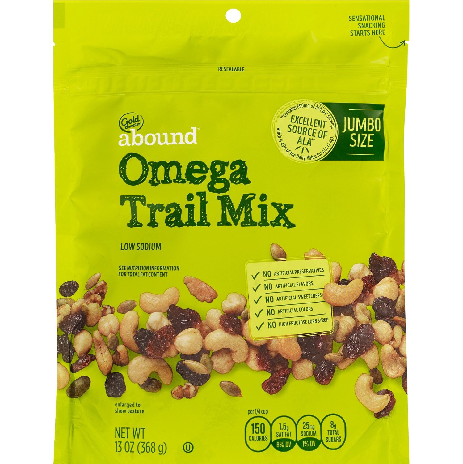 slide 1 of 1, Gold Emblem Abound Omega Trail Mix, 13 oz