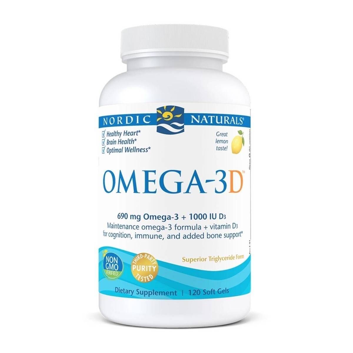 slide 1 of 1, Nordic Naturals Omega 3D Lemon, 120 ct