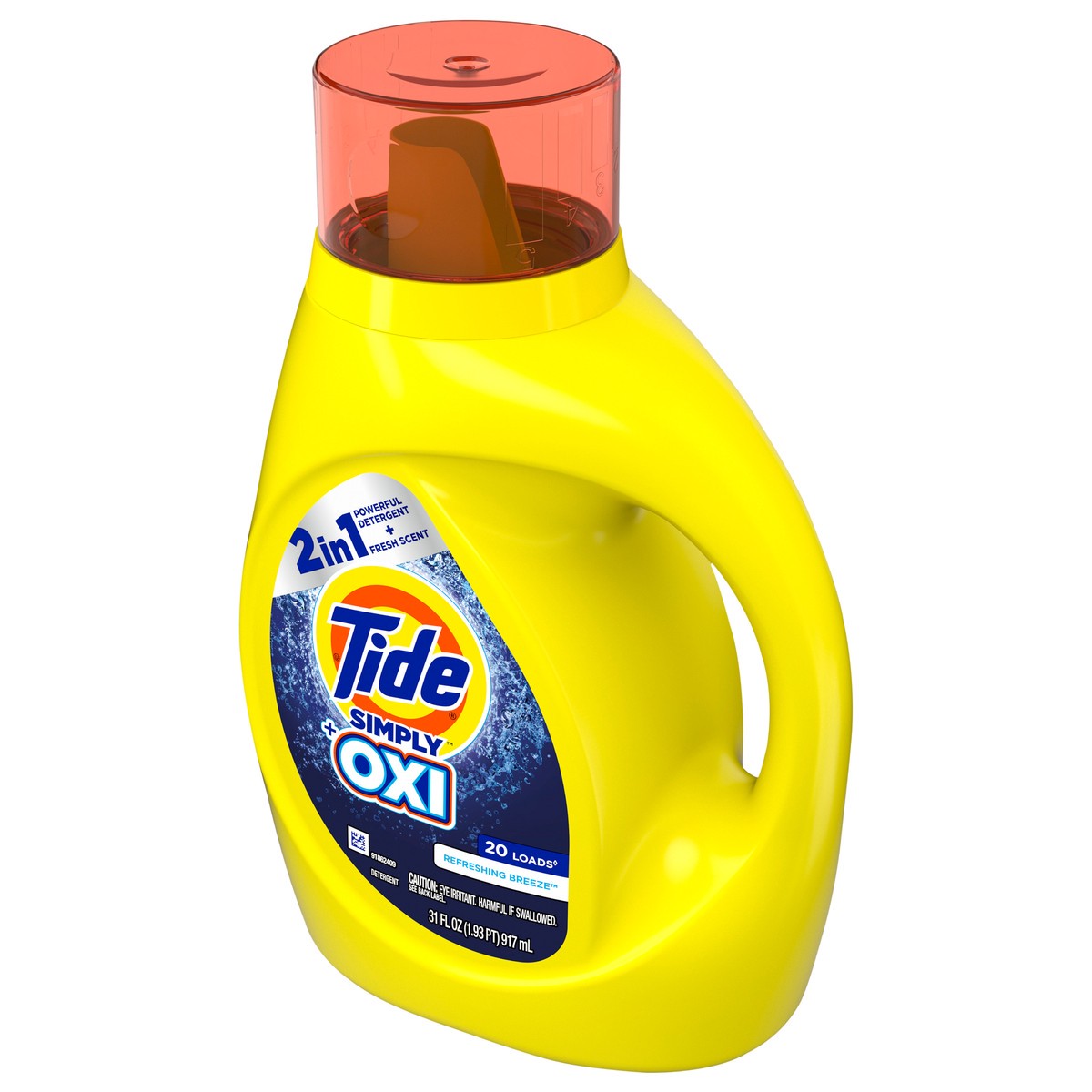 slide 3 of 5, Tide Simply + Oxi Liquid Laundry Detergent, Refreshing Breeze, 20 loads, 31 fl oz, 31 fl oz