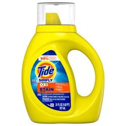 Tide Simply Oxi Boost + Ultra Stain Release, 31 fl oz, 22 Loads, Tough on Stains, Whitens, Brightens, Refreshing Breeze Scent