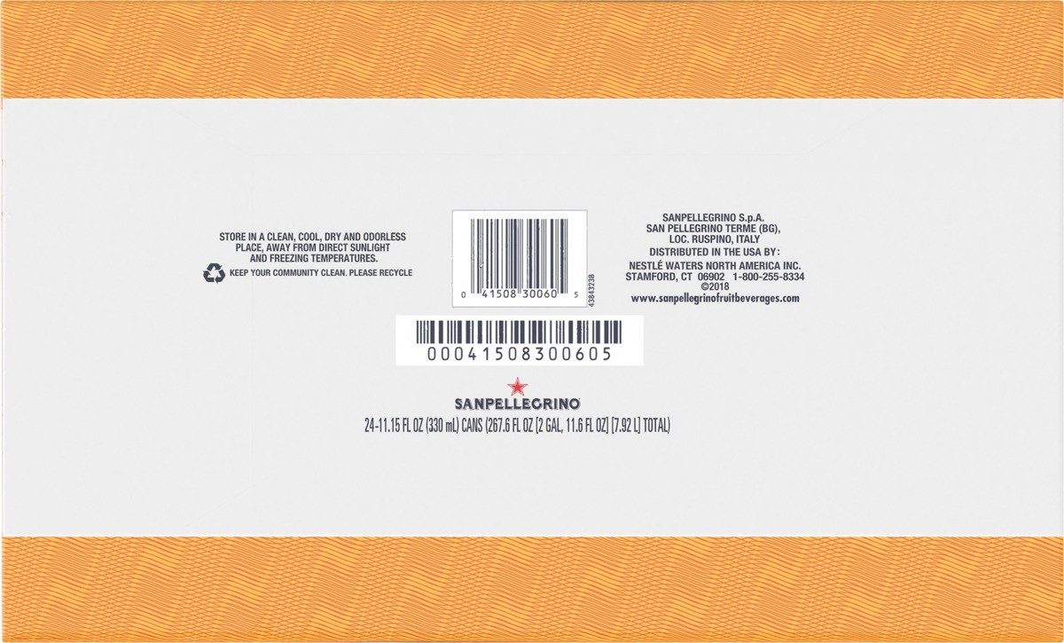 slide 9 of 9, San Pellegrino Italian Sparkling Drink Aranciata, Sparkling Orange Beverage, 24 Pack of 11.15 Fl Oz Cans, 267.60 oz