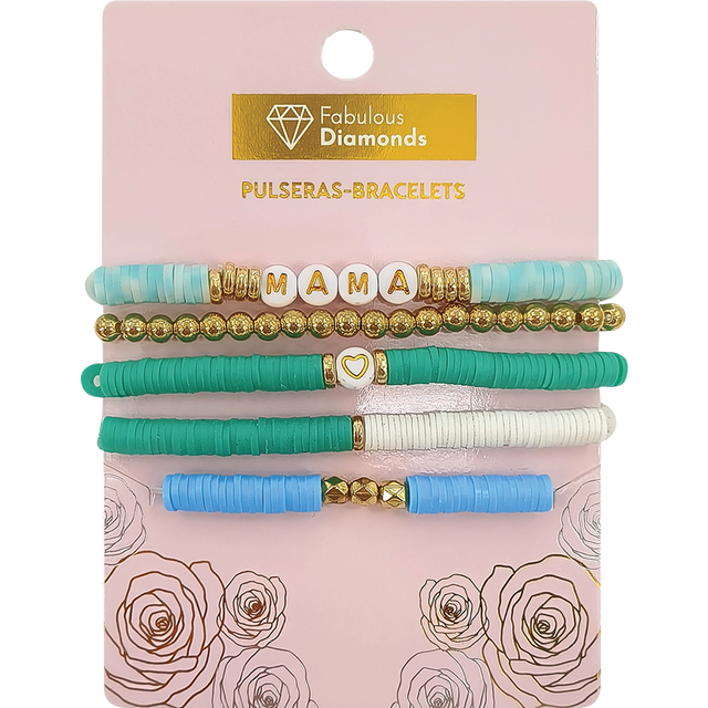 slide 1 of 1, CREATIVE HOME Mama Bracelet Blue 5Pc Set, 5 ct