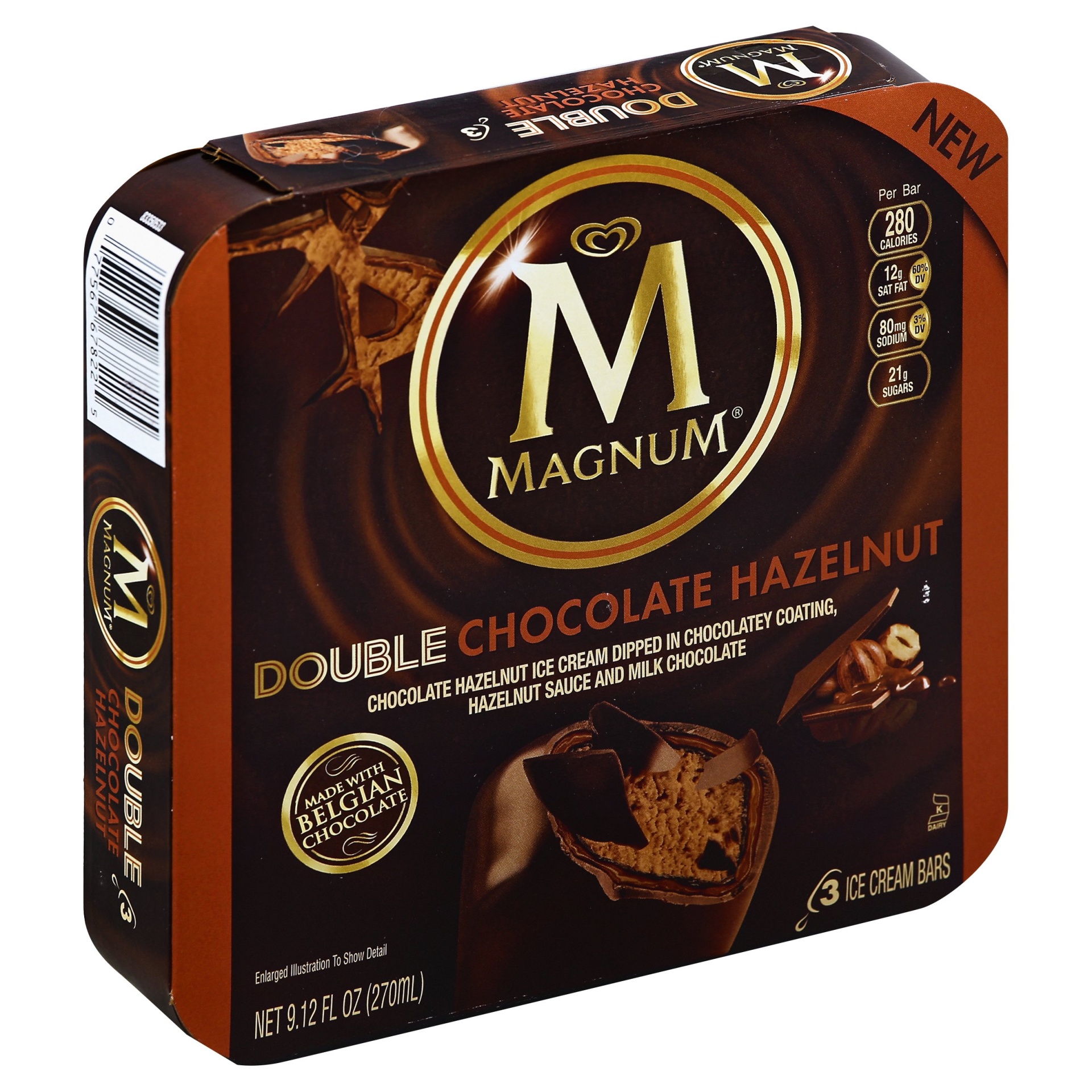 slide 1 of 6, Magnum Chocolate Hazelnut Ice Cream, 3 ct; 9 fl oz