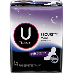 U by Kotex Security Overnight Maxi Pads with Wings