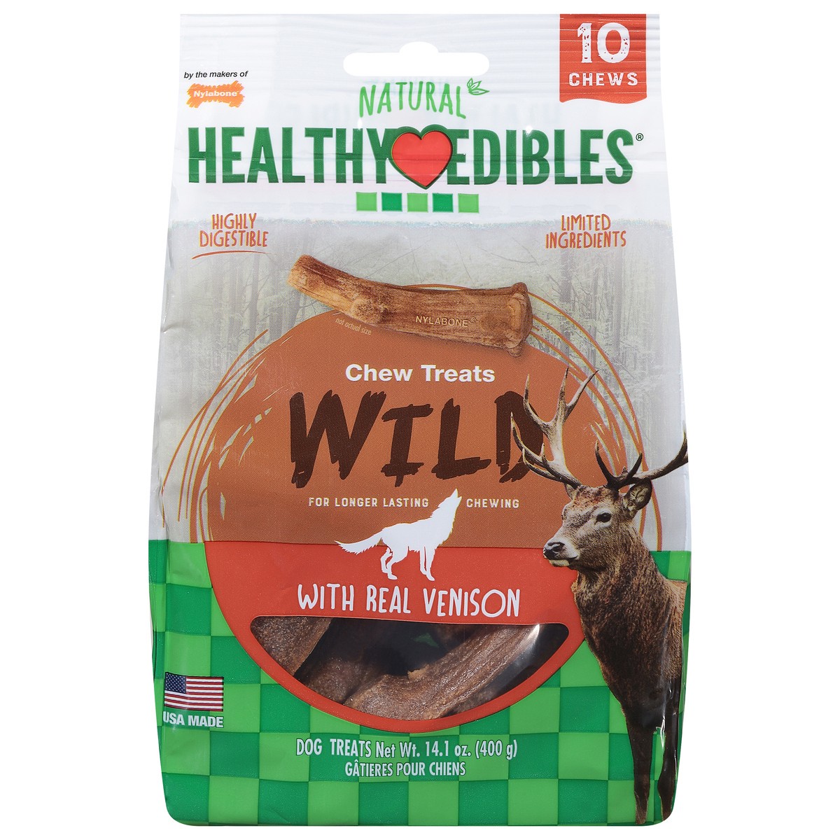 slide 2 of 10, Healthy Edibles Chew Treats Wild Dog Treats Medium Size 10 ea, 10 ct