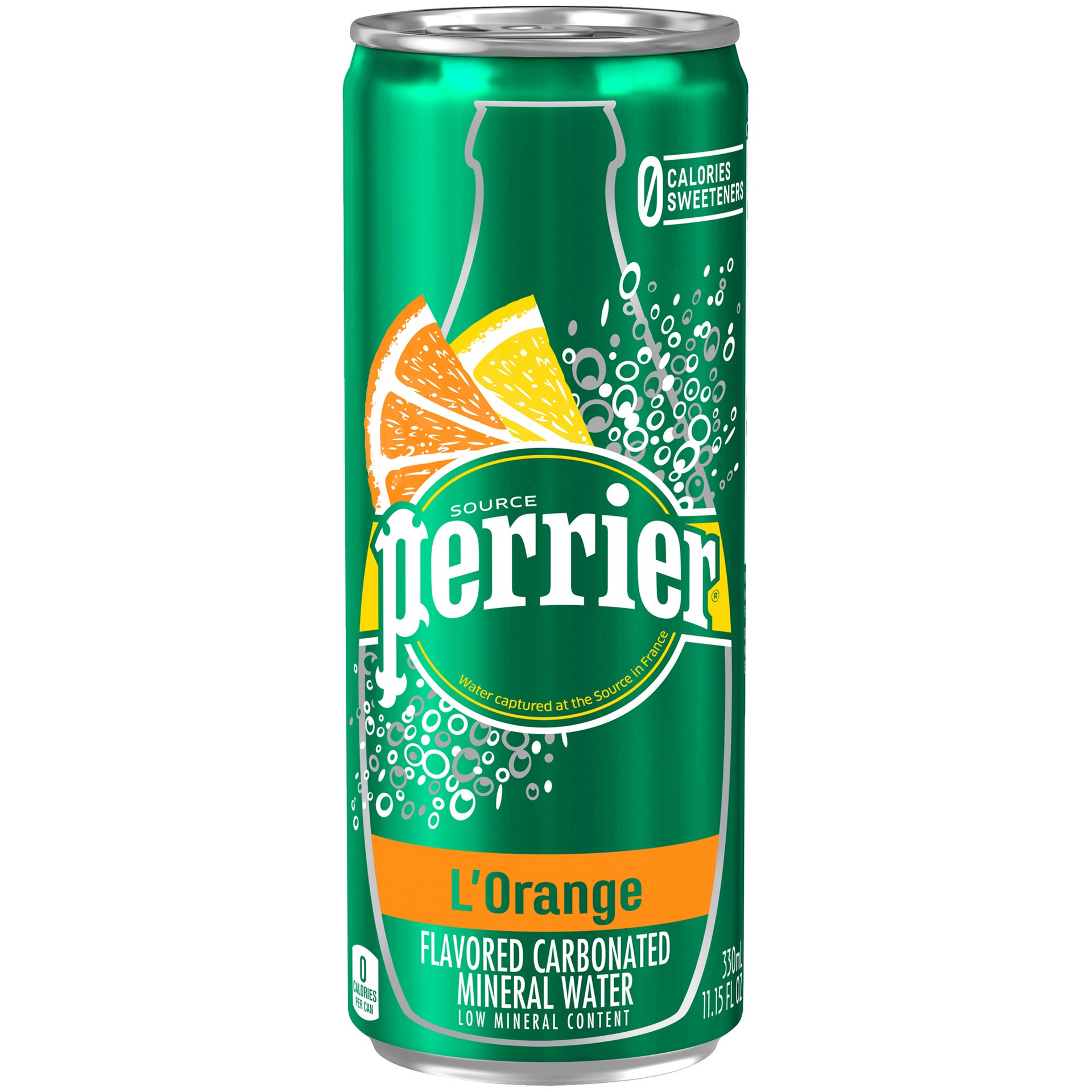 slide 1 of 2, PERRIER L''Orange/Lemon Orange Flavored Carbonated Mineral Water, 11.16 oz