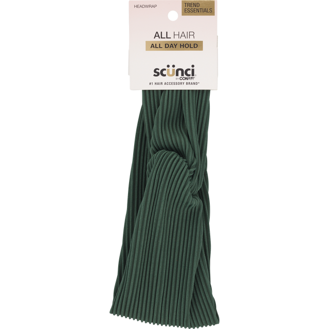 slide 1 of 1, scünci Scunci 1-Pk Rib Turban Headwrap Green, 1 ct