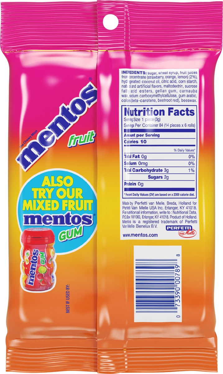 slide 2 of 3, Mentos Chewy Mint Candy Roll, Fruit Flavored, Six Roll Pack, 14 Piece Rolls, 6 ct