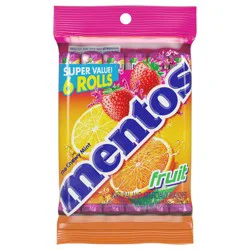 Mentos Chewy Mint Candy Roll, Fruit Flavored, Six Roll Pack, 14 Piece Rolls